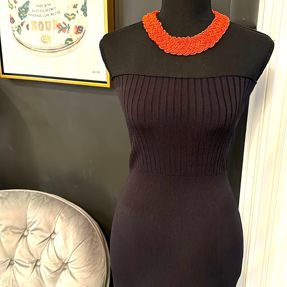 EVA MENDES ny&co black 3 way style black stretch fitted dress strapless skirt S